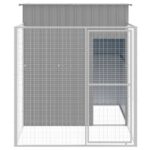 Hondenhok met ren 165x251x181 cm gegalvaniseerd staal grijs - Afbeelding 2