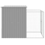 Hondenhok met ren 165x251x181 cm gegalvaniseerd staal grijs - Afbeelding 3