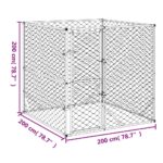 Hondenkennel voor buiten 2x2x2 m gegalvaniseerd staal zilver - Afbeelding 4