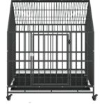 Hondenhok met wielen gegalvaniseerd staal zwart – Image 4