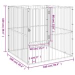 Hondenkennel 4 panelen gepoedercoat staal zwart - Afbeelding 8