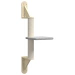 Kattenmeubel wandgemonteerd met krabpaal 85,5 cm lichtgrijs