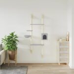 Kattenmeubel wandgemonteerd met krabpaal 180 cm lichtgrijs – Image 2