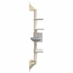 Kattenmeubel wandgemonteerd met krabpaal 180 cm lichtgrijs – Image 4