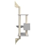 Kattenmeubel wandgemonteerd met krabpaal 153 cm lichtgrijs - Afbeelding 4