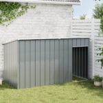 Hondenhok met dak 196x91x110 cm verzinkt staal antracietkleurig - Image 2