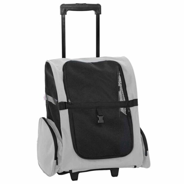 Huisdierentrolley 3-in-1 48x32x(57-106) cm oxford stof grijs