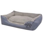 Hondenbed met gewatteerd kussen maat S grijs – Image 2