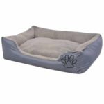 Hondenbed met gewatteerd kussen maat L grijs – Image 2