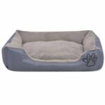 Hondenbed met gewatteerd kussen maat XL grijs – Image 3
