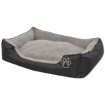 Hondenbed met gewatteerd kussen maat XXL zwart – Image 2