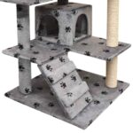 Kattenkrabpaal met sisal krabpalen 125 cm pootafdrukken grijs - Afbeelding 3