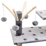 Kattenkrabpaal met sisal krabpalen 125 cm pootafdrukken grijs – Image 4