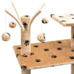 Kattenkrabpaal met sisal krabpalen 125 cm pootafdrukken beige – Image 4