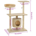 Kattenkrabpaal met sisal krabpalen 95 cm beige – Image 8