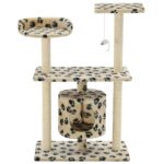 Kattenkrabpaal met sisal krabpalen 95 cm pootafdrukken beige - Afbeelding 3