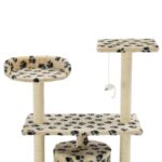Kattenkrabpaal met sisal krabpalen 95 cm pootafdrukken beige - Afbeelding 4