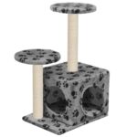 Kattenkrabpaal met sisal krabpalen 60 cm pootafdrukken grijs – Image 2