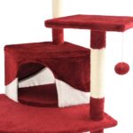 Kattenkrabpaal met sisal krabpalen 203 cm rood en wit – Image 6