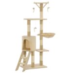 Kattenkrabpaal met sisal krabpalen 138 cm beige – Image 2