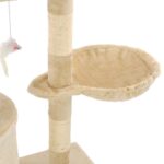Kattenkrabpaal met sisal krabpalen 138 cm beige – Image 7