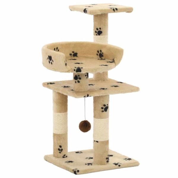 Kattenkrabpaal met sisal krabpalen 65 cm pootafdrukken beige