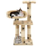 Kattenkrabpaal met sisal krabpalen 65 cm pootafdrukken beige - Image 2