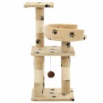 Kattenkrabpaal met sisal krabpalen 65 cm pootafdrukken beige - Image 3