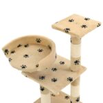 Kattenkrabpaal met sisal krabpalen 65 cm pootafdrukken beige - Image 4