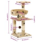Kattenkrabpaal met sisal krabpalen 65 cm pootafdrukken beige - Image 6