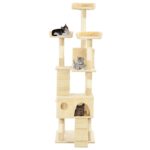 Kattenkrabpaal met sisal krabpalen 170 cm beige – Image 2