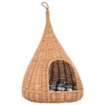 Kattenhuis met kussen tipi 40x60 cm natuurlijk wilgen - Afbeelding 2
