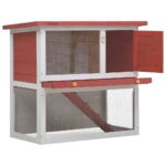 Konijnenhok voor buiten met 1 deur hout rood - Image 2