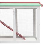 Konijnenhok voor buiten groot 145x45x84 cm hout rood en wit - Afbeelding 5