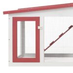 Konijnenhok voor buiten groot 201x45x85 cm hout rood en wit - Image 5