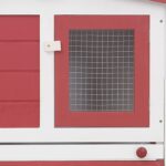 Konijnenhok voor buiten groot 201x45x85 cm hout rood en wit - Image 6