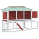 Konijnenhok twee verdiepingen hout rood - Image 3