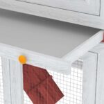Konijnenhok twee verdiepingen hout rood - Image 7
