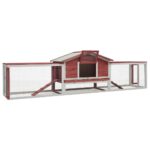 Konijnenhok 310x70x87 cm massief grenen- en vurenhout rood - Afbeelding 2