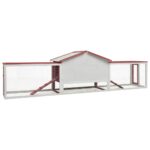 Konijnenhok 310x70x87 cm massief grenen- en vurenhout rood - Afbeelding 4