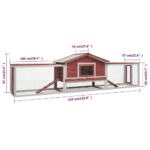 Konijnenhok 310x70x87 cm massief grenen- en vurenhout rood - Afbeelding 8