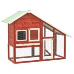 Konijnenhok 140x63x120 cm massief vurenhout rood en wit