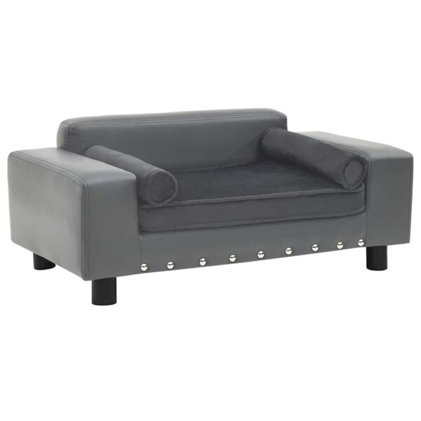 Hondenbank 81x43x31 cm pluche en kunstleer grijs