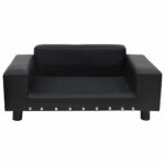 Hondenbank 81x43x31 cm pluche en kunstleer zwart - Afbeelding 2