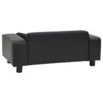 Hondenbank 81x43x31 cm pluche en kunstleer zwart - Afbeelding 4