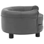 Hondenbank 48x48x32 cm pluche en kunstleer grijs – Image 4