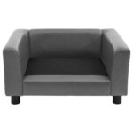 Hondenbank 60x43x30 cm pluche en kunstleer grijs – Image 4