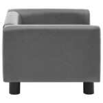 Hondenbank 60x43x30 cm pluche en kunstleer grijs – Image 5