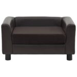 Hondenbank 60x43x30 cm pluche en kunstleer bruin – Image 3