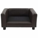 Hondenbank 60x43x30 cm pluche en kunstleer bruin – Image 4